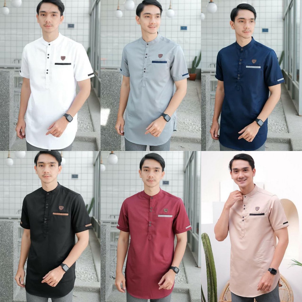 Baju Koko Kurta Lengan Pendek Baju Koko Fashion Muslim Pria Dewasa Terbaru Bahan Toyobo