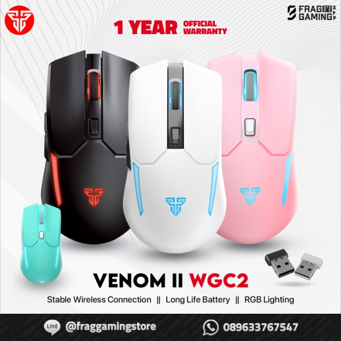 Moga Fantech Venom 2 Wgc 2 / Ii Wgc2 Wireless Mouse Gaming Rechargeable -
