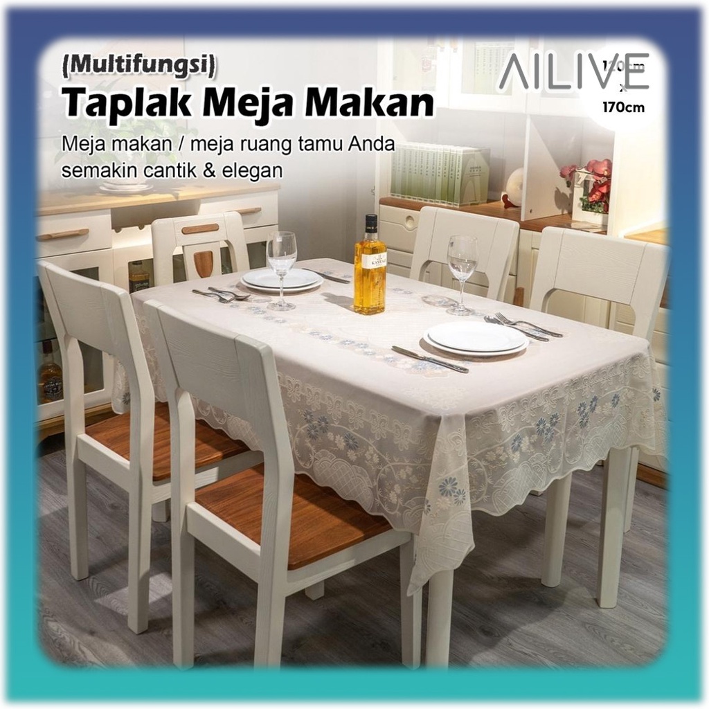 Taplak Meja Makan Bulat 180CM &amp; Taplak Persegi 170CM Anti Air Ukuran Besar Alas PVC Taplak Meja Ruang Tamu Jumbo