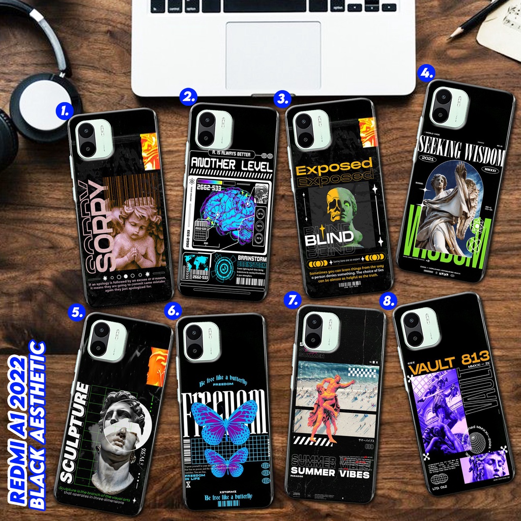 Nasional Case - CASE HARDCASE BLACK AESTHETIC ABSTRAK OPPO  A53 A15 A15S F9 F9 PRO A3S A12 A16K A57 
