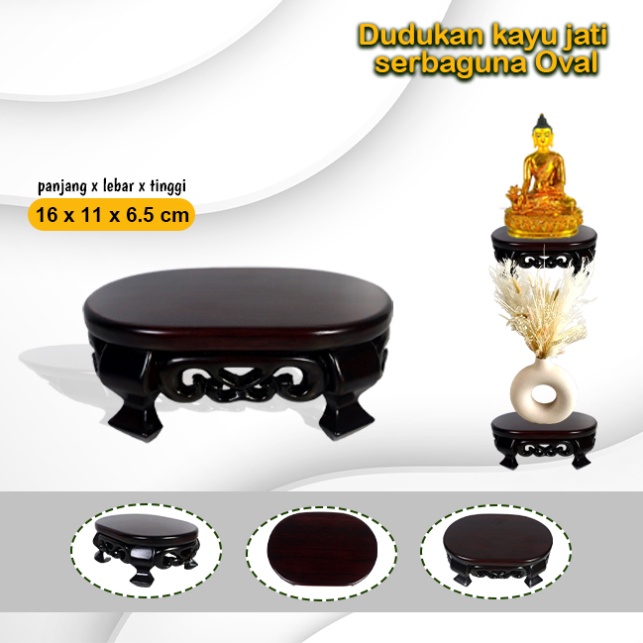 Dudukan Rupang Patung Serbaguna Jati Oval Small