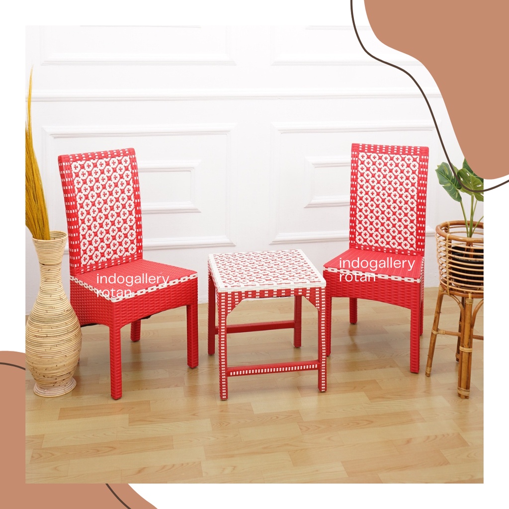 Kursi Teras  Kursi Teras Rotan Sintetis High Quality Set Kursi Meja Warna Warni Plus Jok Busa
