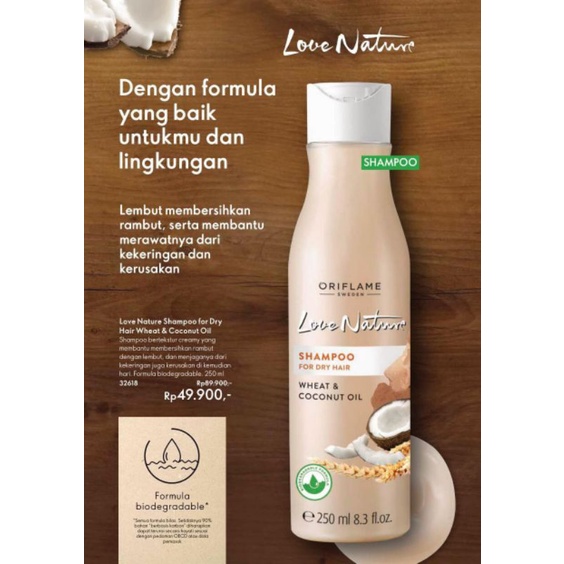 Promo| Sale | Love Nature Shampoo (250ml) for Dry Hair Wheat & Coconut Oil oriflame
