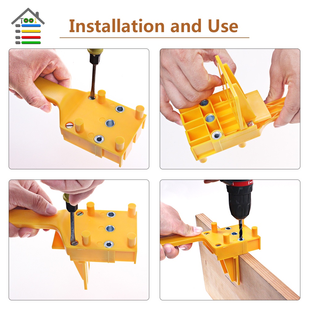 DOWEL JIG ALAT PELUBANG 6/8/10MM PENYAMBUNG KAYU PAPAN PLYWOOD DRILL