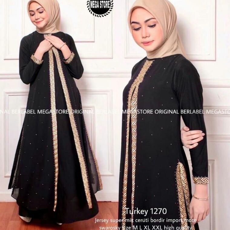 HARGA TERMURAAH Gamis Turkey 1270 Dress Busana Muslimah Original Mega Store Jubah Turkey Jumbo Abaya