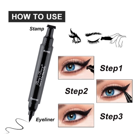 NR AMY'S DIARY Eyeliner Pen Stamp 2In1 Waterproof /Liquid Eyeliner 2IN1 /Pensil Spidol Eyeliner Black amy diary BPOM