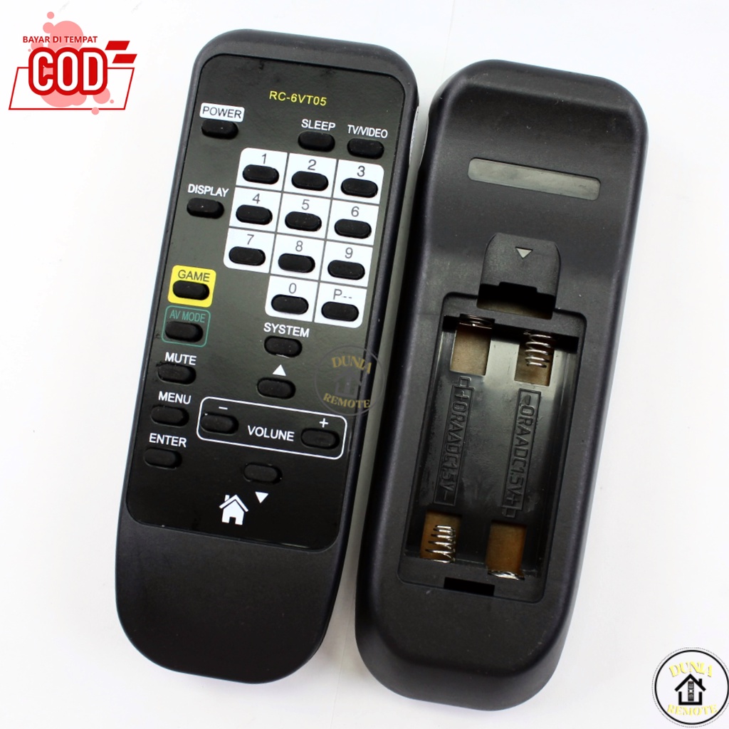 Remot TV Tabung AIWA 6VT05 hitam tanpa setting