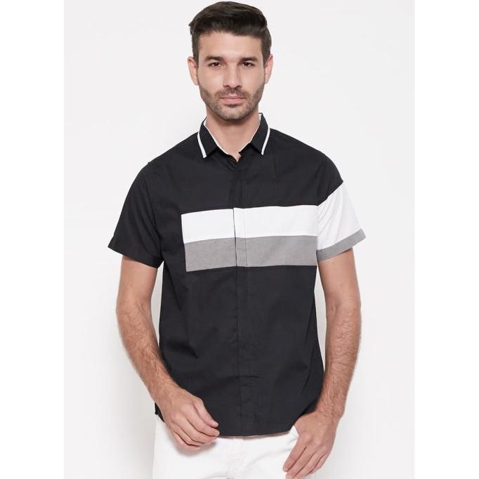 TERMURAH M231 Kemeja Pria Basic Polos Warna Hitam - Putih 641A /BAJU KOKO PRIA/BAJU KOKO DEWASA/BAJU