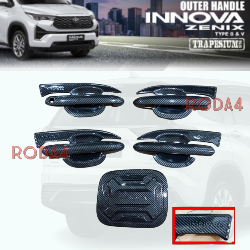 Paket Outer Handle Toyota Innova Zenix 2023 Tank Cover Auter Mangkok Pegangan Pintu Mobil 2024