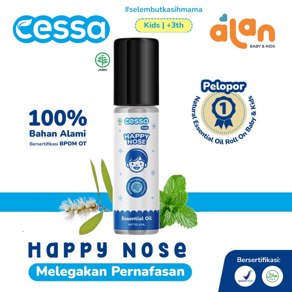 Cessa Kids Happy Nose 8ml - Essential Oil Pereda Batuk dan Pilek Anak 3+ Thn