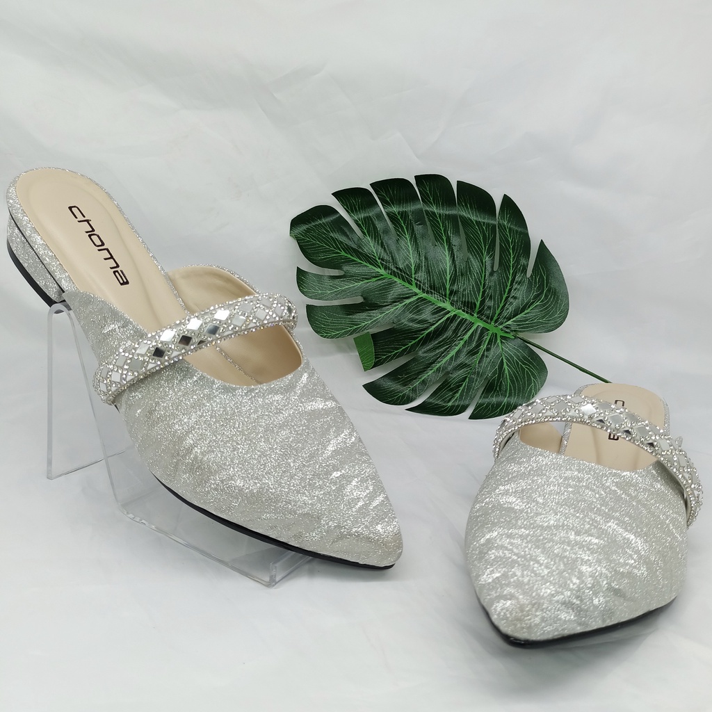 CHOMA - Sandal Flat/Sandal Wanita Teplek/sendal slop tali/sendal flat payet/sendal wadinta/sendal weeding