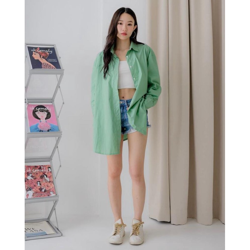 Kemeja Oversized Wanita Kalena / Kemeja Korea Oversize Wanita Kalena Shirt