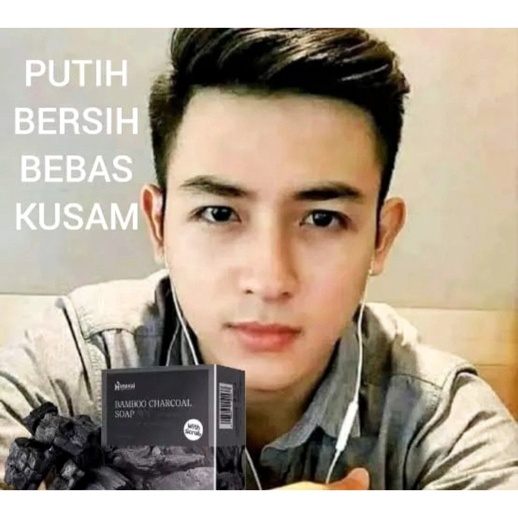 Sabun Pemutih kulit Wajah Pria Sabun Cuci Muka Pria Jerawat Sabun Bamboo Charcoal Penghilang Bekas Jerawat Pencerah Wajah Pria