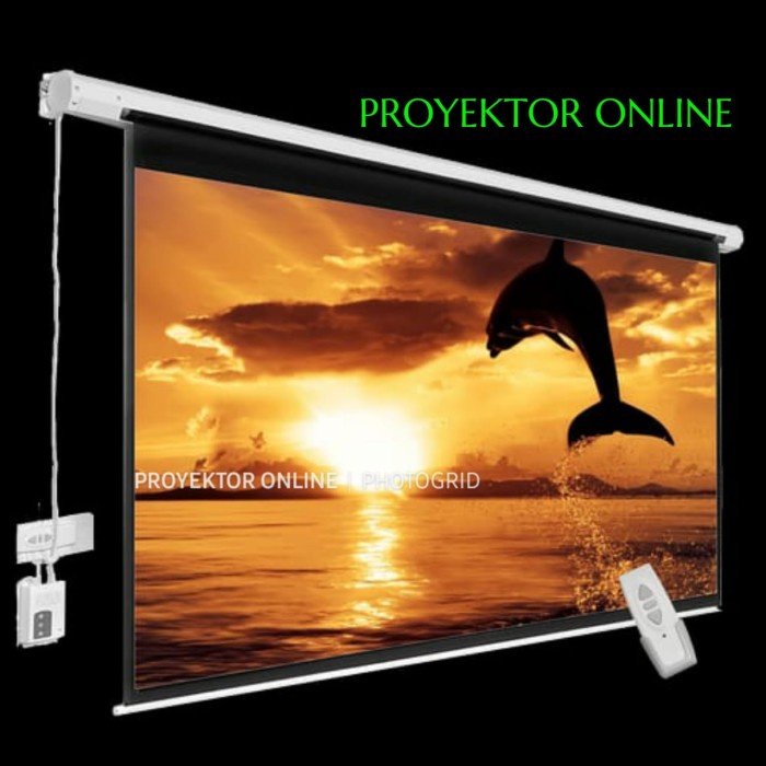 Terlaris Screen Projector 150" 4:3 Motorize / Layar Proyektor 150" 4:3 Otomatis