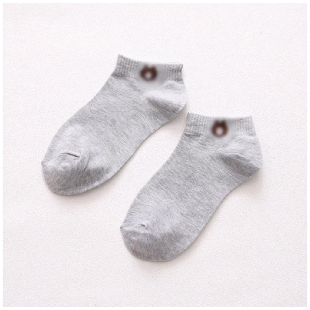 Kaos Kaki Beruang Coklat / Kaos Kaki Ankle Cute / Short Socks / Kaos Kaki Pendek Semata