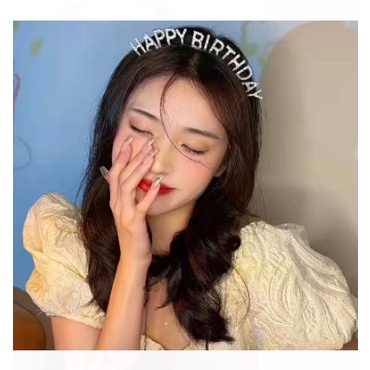 Bando Desain Happy Birthday Bahan Plastik Non Slip Gaya Korea Untuk Wanita Bando Mahkota Happy Birthday Bando Dengan Tulisan