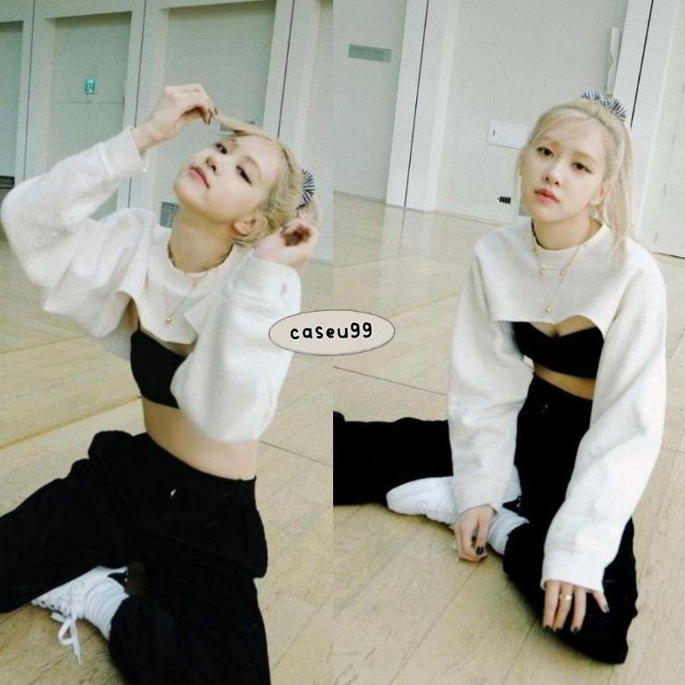 Harajuku sweetshirt short// black and white sweater super crop // cropped sweater knit fall crop top