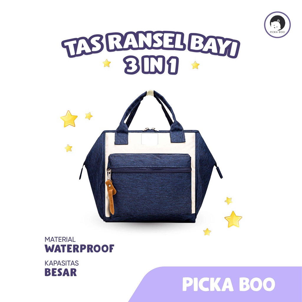 PICKA BOO Tas Ransel Bayi 3 in 1 Tas Organizer Multifungsi Diaper Bag Baby