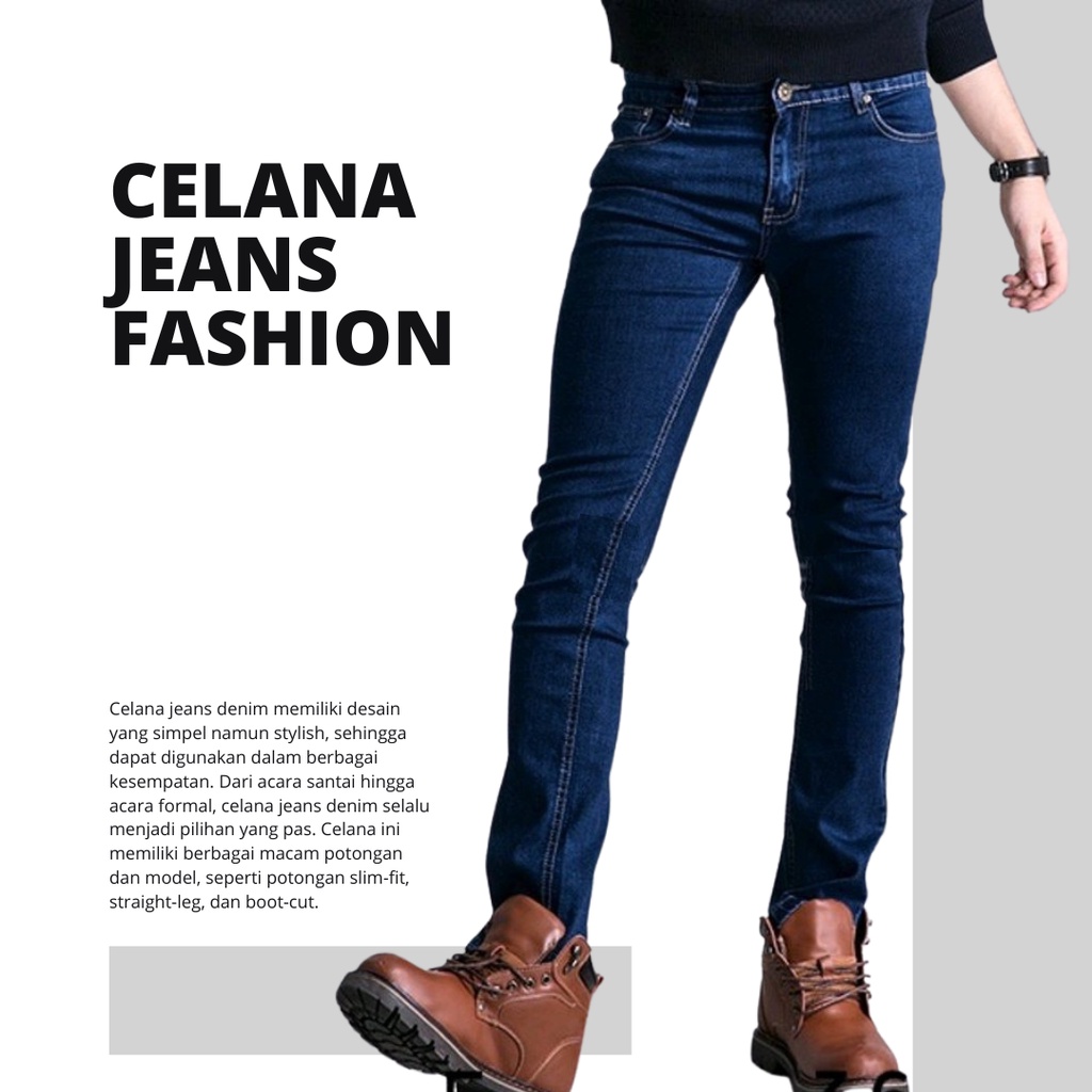 Celana Jeans Pria Panjang Streecht Melar Blue Fashion Washington Bahan Bagus