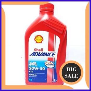 suku cadang OLI SHELL ADVANCE AX3 20W50 MINERAL  SATRIA FU VIXION R15 JUPITER 1L 140ZZ3