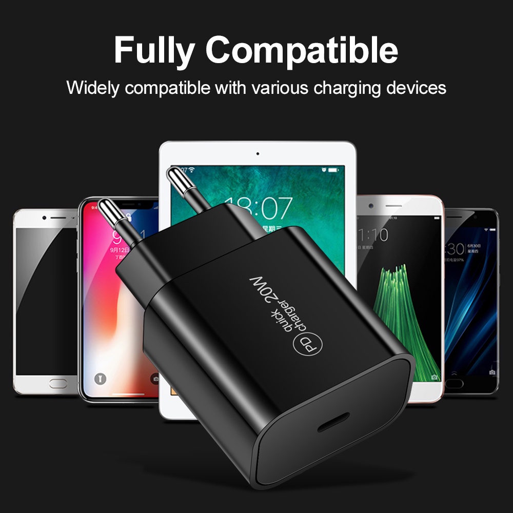 Pd Fast Charging 20W Travel Head 20W PD Charger Handphone Kepala Pengisian Cepat PD Adaptor Dinding Untuk i-Phone Tipe C