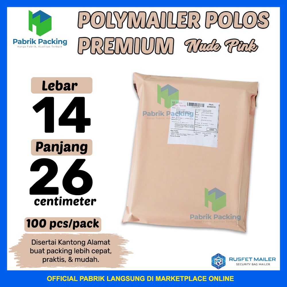 

Polymailer Amplop Rusfet Peach Polos 14x22 / Per Pack Murah
