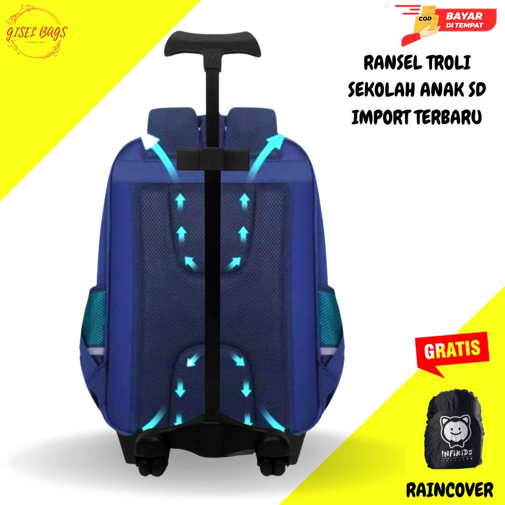 GISELBAGS - Tas Troli Anak laki laki dan Perempuan sekolah SD Ransel import premium anti aiR