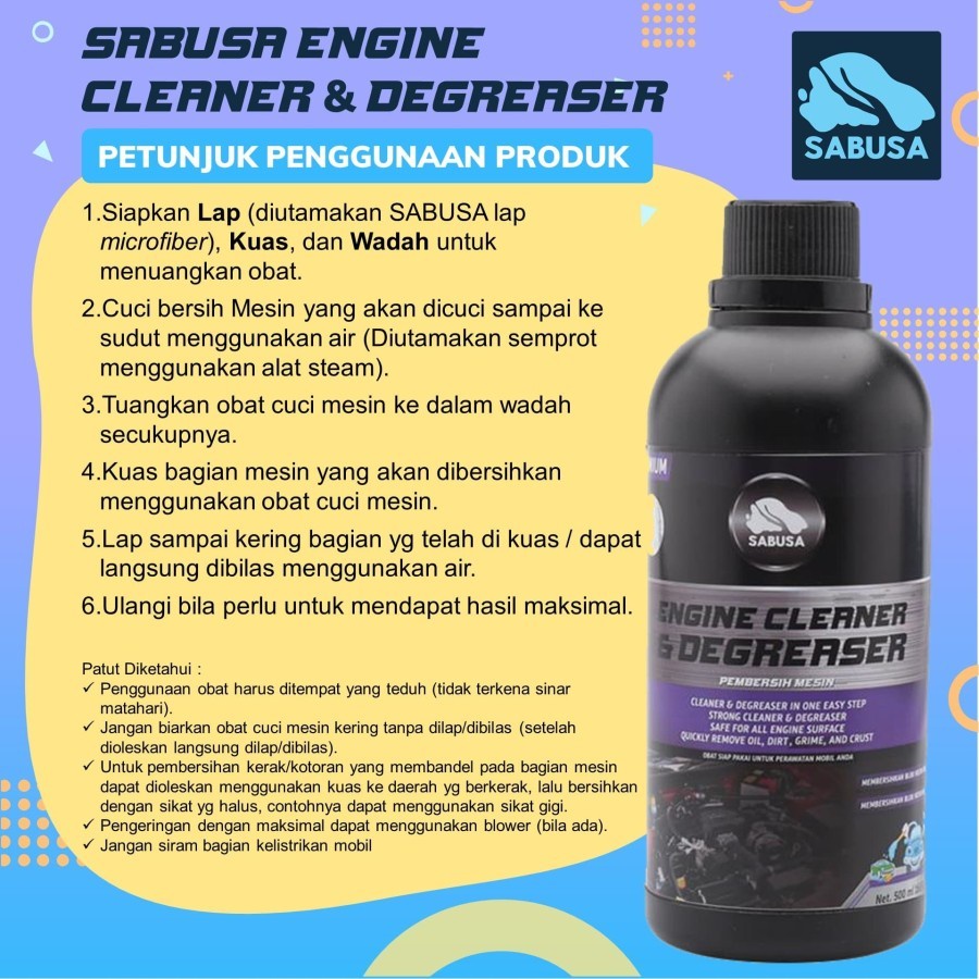 Sabusa Cairan Pembersih Mesin Motor Kerak Blok Mesin Velg Mobil Engine 500ml