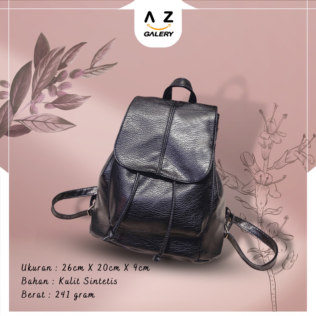 Tas Ransel Wanita Multifungsi Korean Style Fashion Kasual Tali Serut Backpack Women Kulit Sintetis Azgalery T260