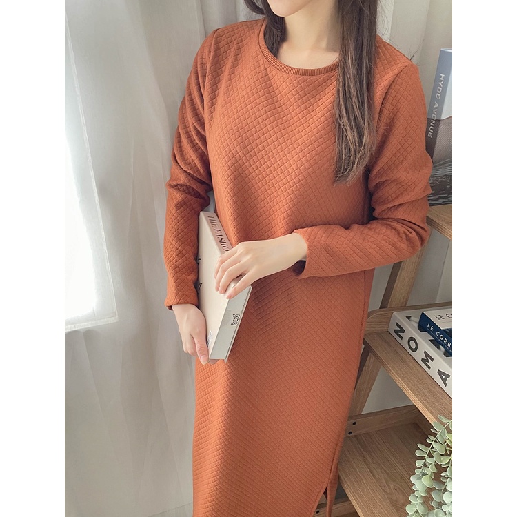 Kadaka D-0188 Dress Tangan Panjang Cotton Emboss