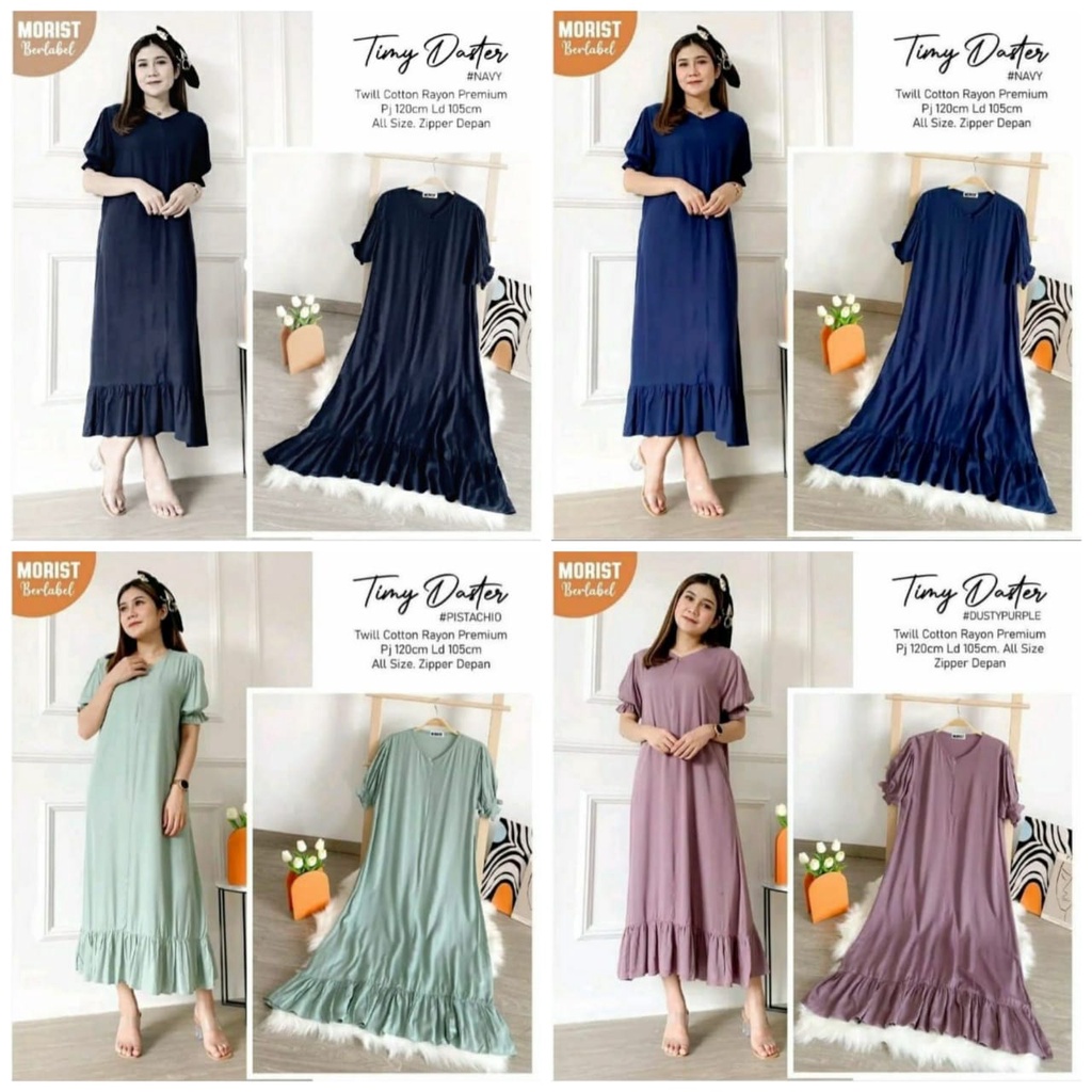 Dress Timy Polos Jumbo Busui Rayon Tebal / Daster Busui Murah / Daster Kekinian Terbaru