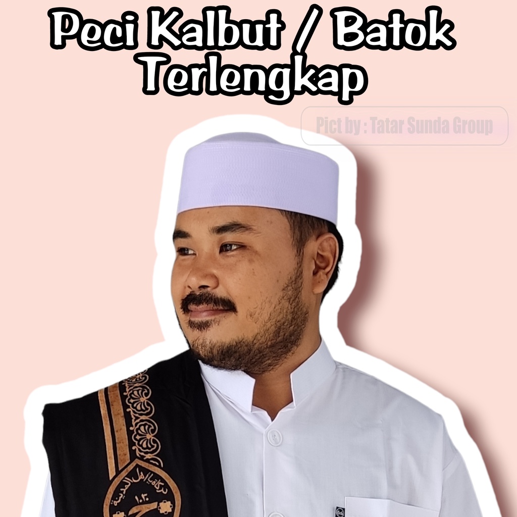 Peci Haji Kopiah Songkok Peci Habib Bahar Putih Polos Tinggi 6cm 7cm 8cm Batok Kualitas Premium