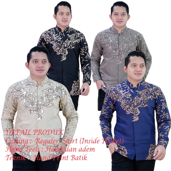Baju Koko Batik Lengan Panjang Lapis furing Kemeja Batik solo Kualitas premium