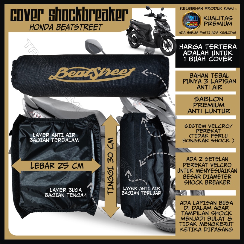 SARUNG PELINDUNG COVER SOKBREKER SHOCK BREAKER BELAKANG MOTOR HONDA BEAT STREET ANTI AIR
