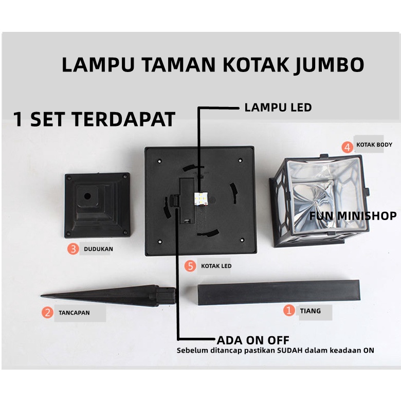 Lampu taman solar lampu taman tancap tenaga surya KOTAK JUMBO 2in1