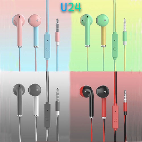 Handsfree Earphone Macaron U24 Extra Bass Packing Plastik