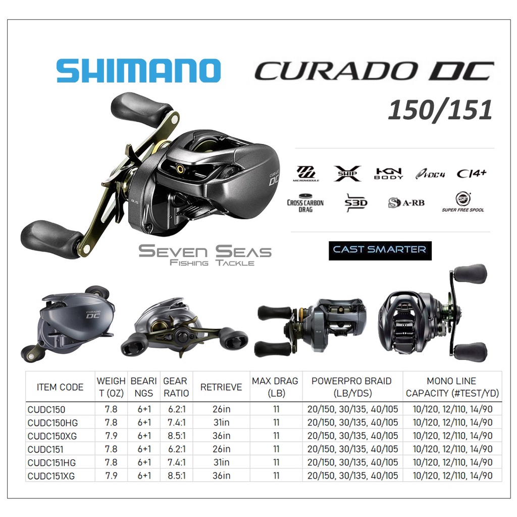 Shimano Curado DC 150 151 BC Baitcasting Reel Pancing