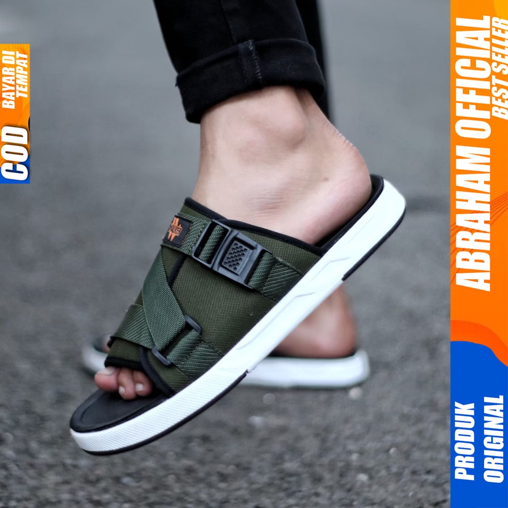 ABRAHAM Sandal Slide Slop Pria Original Distro Sendal Selop Cowok Kekinian