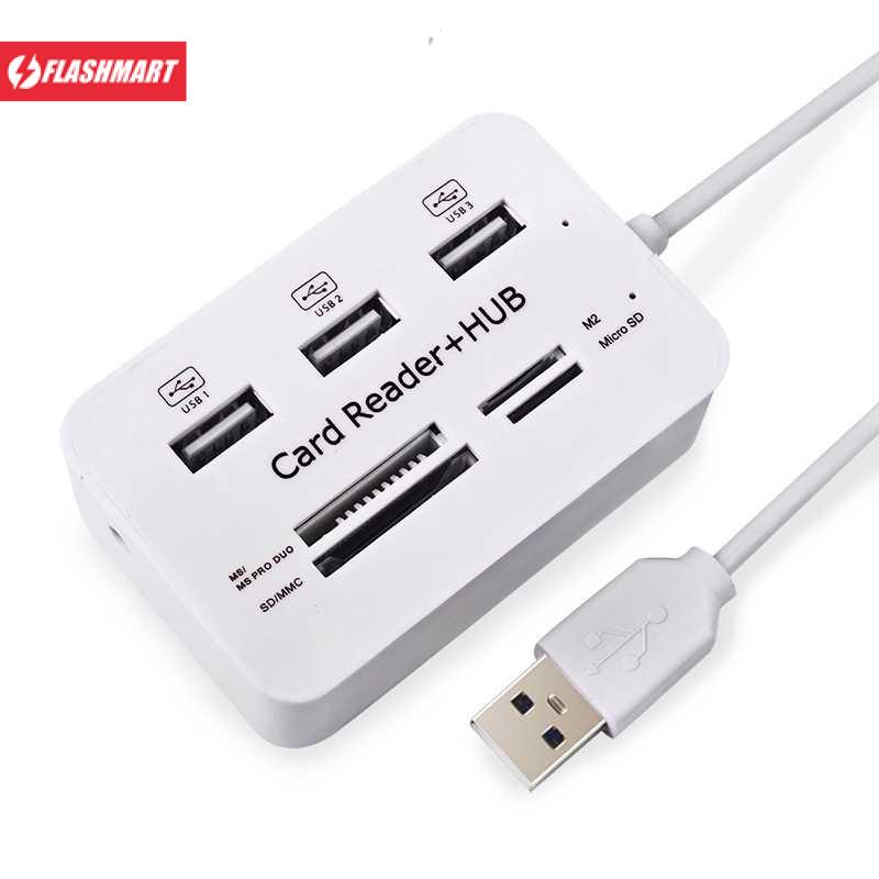 Flashmart Kebidu USB Hub Combo Card Reader 3 USB 2.0/SD/TF/M2/MSDuo Port - CB-2603