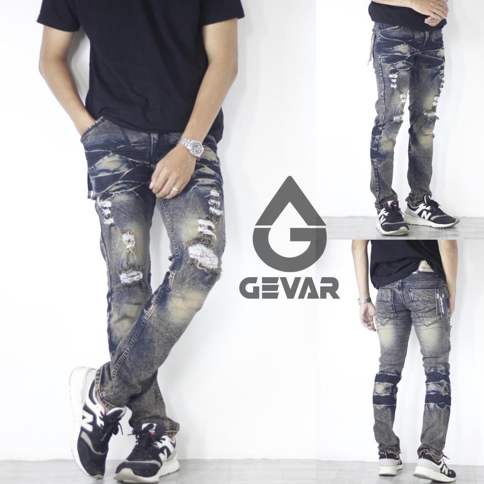 GEVAR Celana Jeans Ripped Sobek Ringle Premium
