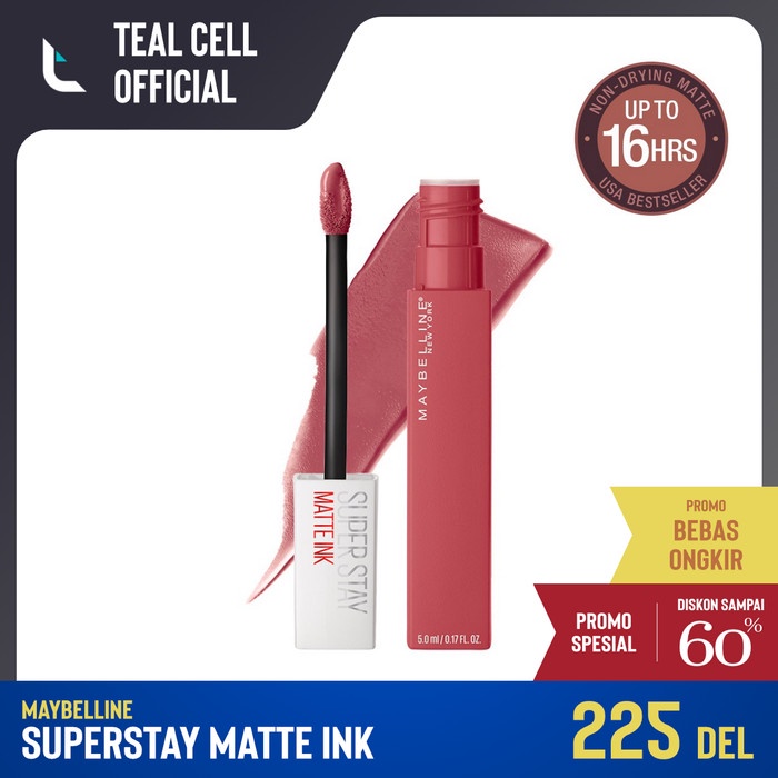 ⭐BISA COD⭐ MAYBELLINE - SUPERSTAY MATTE INK LIQUID LIPSTICK - 225 DELICATE