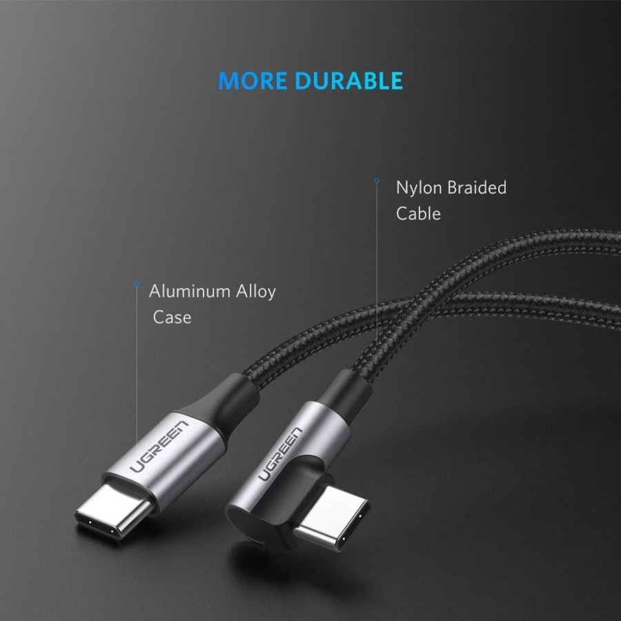 Kabel UGreen USB-C to USB-C 90° 60W/480Mbps Nylon Braided 3Meter-80714