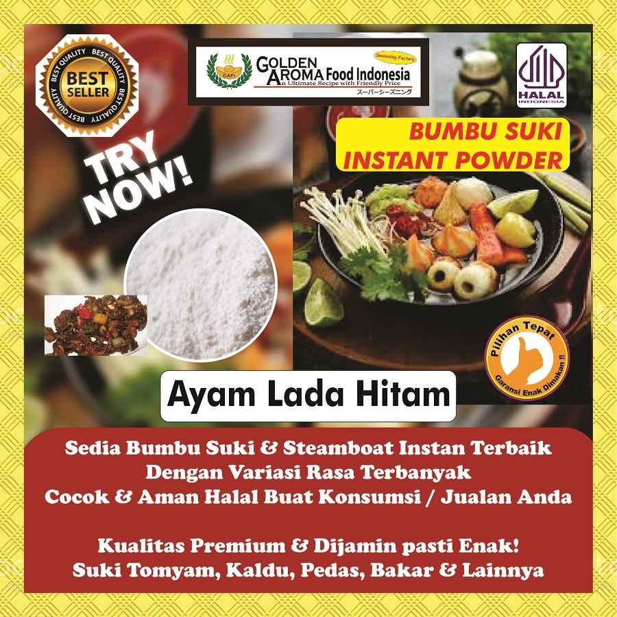 

BUMBU SUKI INSTAN Ayam Lada Hitam 1Kg Steamboat Shabu Hotpot Rasa Black Pepper Chicken Kiloan 1 Kg Halal Sabu Kuah Soup Original Stemboat Steambot Steamboot Sukiyaki Grill Bakar Instant Gafi Seasoning Powder Murah Enak Terbaik Premium Promo bukan Cedea