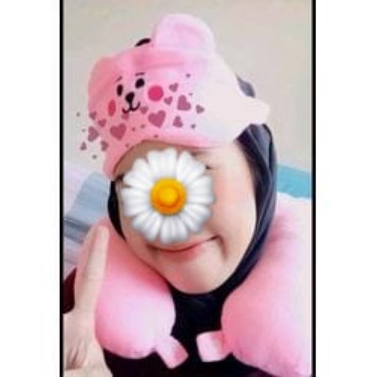 Bundara.id Pr-1274 Bantal leher + penutup mata Sangat lembut Bantal leher nyaman dewasa remaja anak