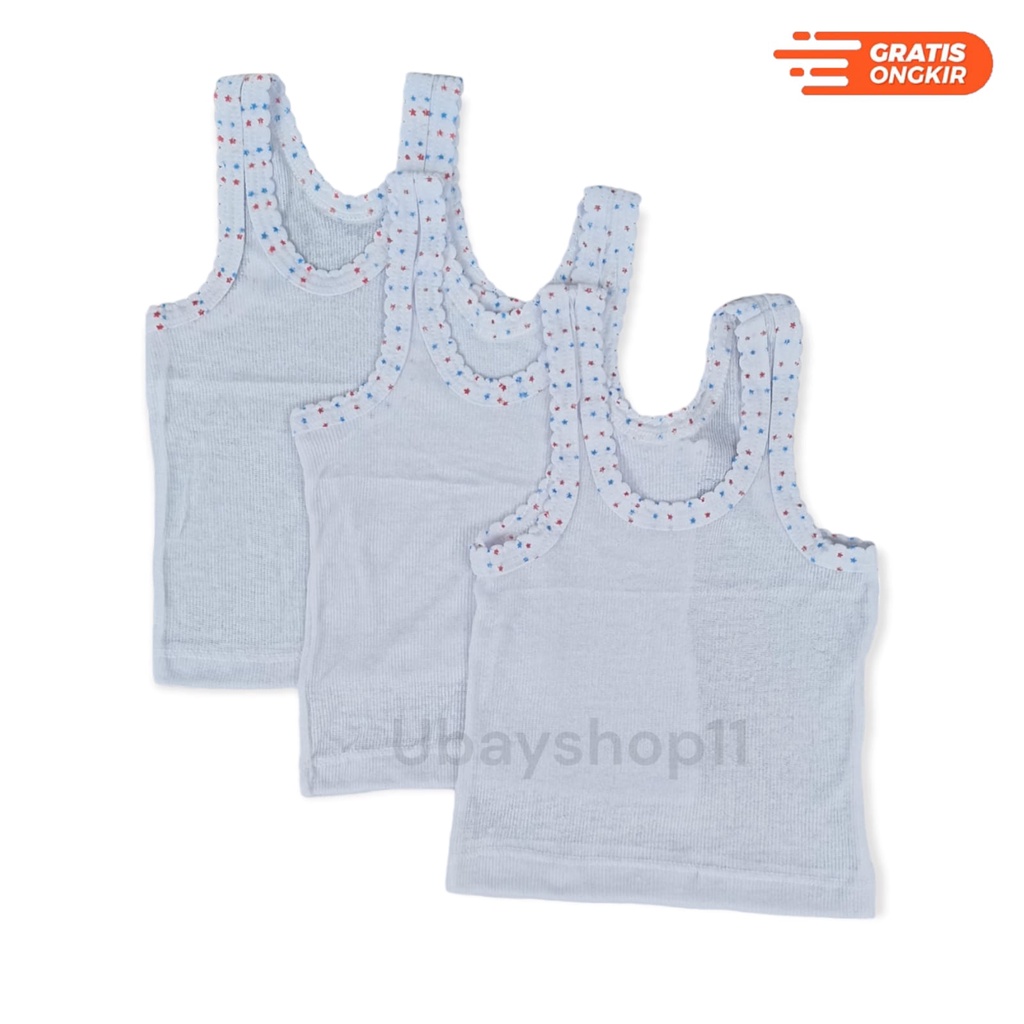 Promo Murah 12 Pcs Singlet Bayi S /M/L/XL, Kaos Dalam Bayi Putih Bintik , Singlet Bayi Perlengkapan Bayi Baru Lahir