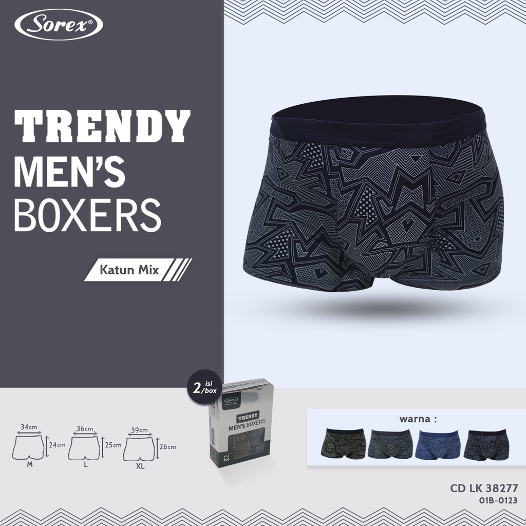 Sorex Pria Celana Dalam CD Boxer Motif Pria Sorex (Per Box) / CD Boxer Pria Fashion Premium / CD Pria Sorex Fashion