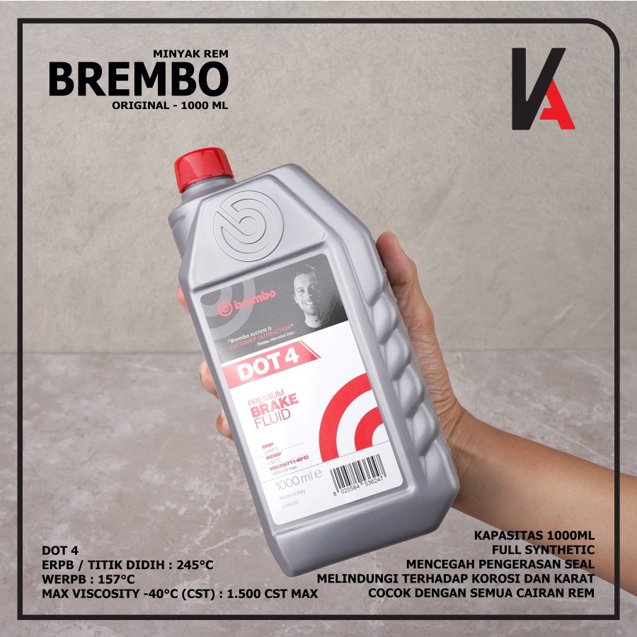 BRAKE FLUID DOT 4 1000ML BREMBO ORIGINAL- MINYAK REM - OLI REM 1000 ML