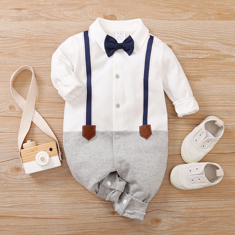 Baju Jumper anak lakilaki usia 0-24 bulan Motif TUXEDO ABU Import Premium