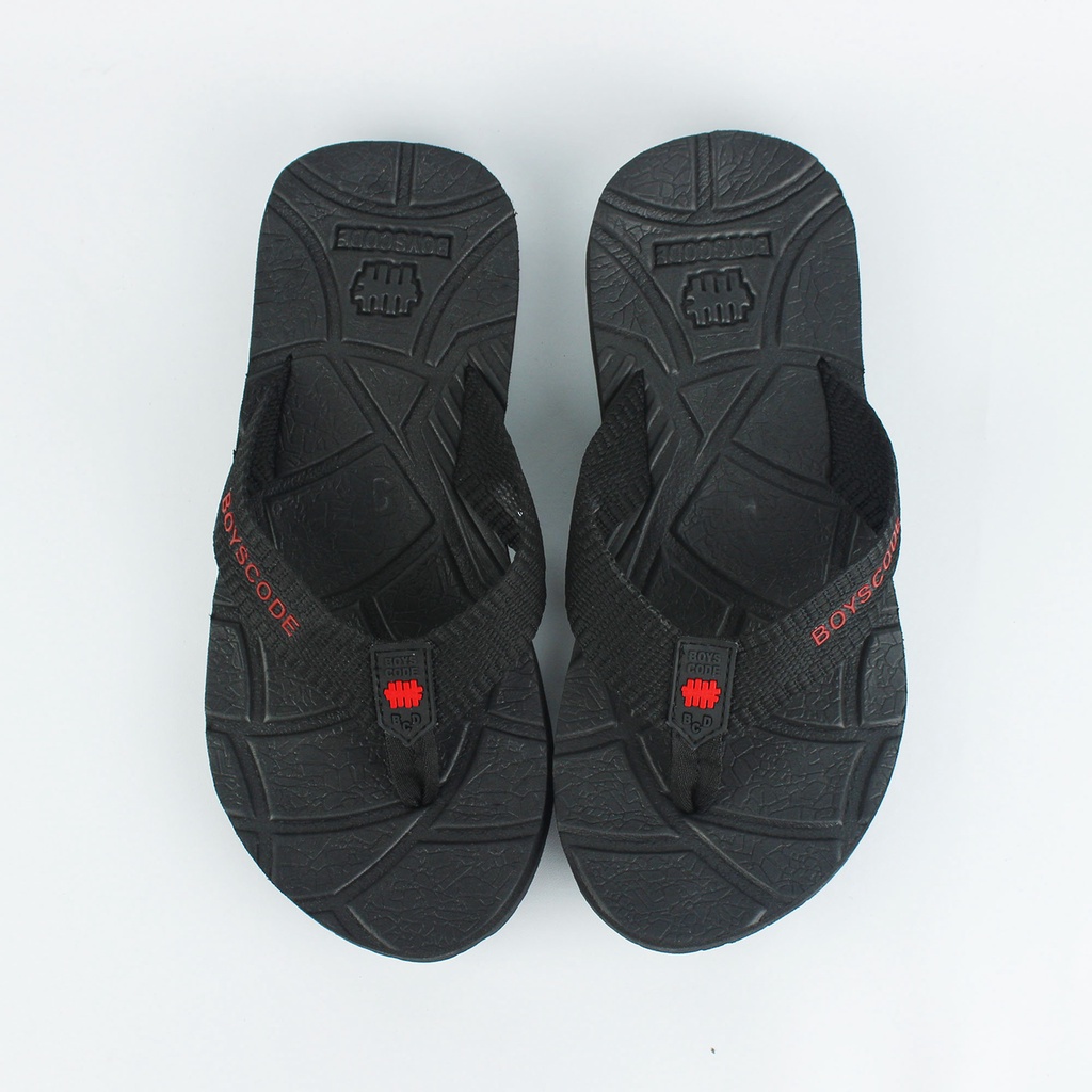 Sendal Jepit Gunung Distro Pria Wanita BOYSCODE Authentic Hitam Fullblack / Sandal Outdoor Cowok