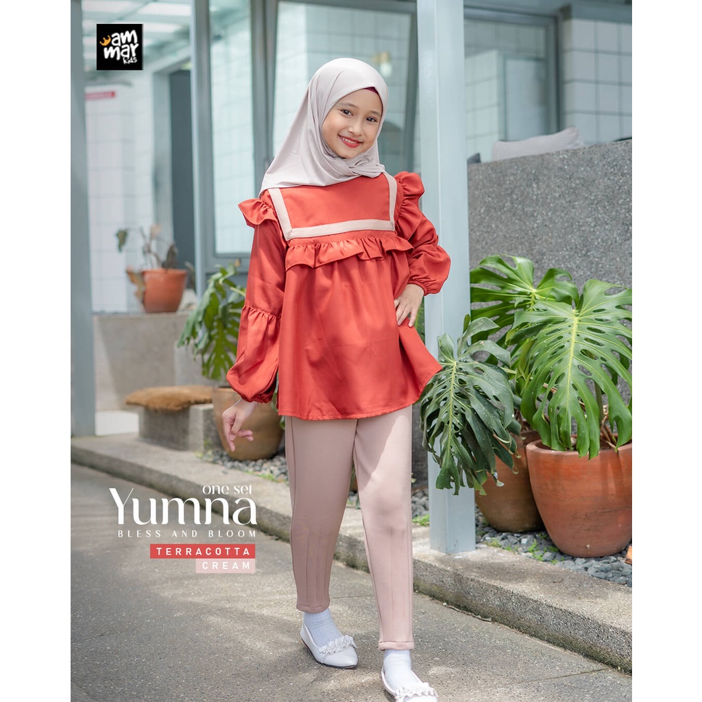 Setelan Baju Muslim Anak Perempuan Umur 3 4 5 6 7 8 9 10 11 12 Tahun Model Terbaru Lebaran Yumna One Set